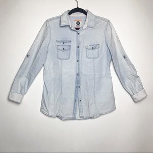 Roxy chambray Light Blue Long Sleeve Shirt M